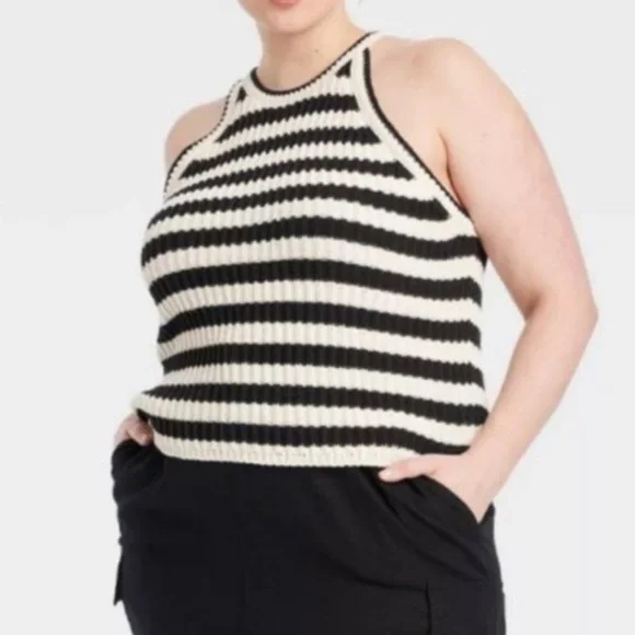 A New Day Striped Knit Sweater Tank Womens XXL - Picture 7 of 7